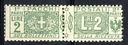 Regno VE3  Pacchi N. 13 Nodo Savoia Lire 2 Verde MNH Cat. € 125 - Paketmarken