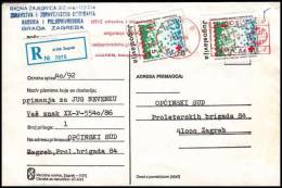 Yugoslavia 1986, Registred Cover W./ Red Cross Charity Stamps & Red Postmarks - Covers & Documents