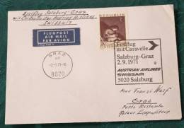 FIRST FLIGHT COVER Erstflug   AUA  Graz   Salzburg    #1975 - Premiers Vols