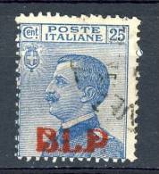 Regno VE3 BLP N. 16 Soprastampa Rossa 3° Tipo Su C. 25 Azzurro, Usato, Firmato BIONDI  Cat.€ 800 - Timbres Pour Envel. Publicitaires (BLP)