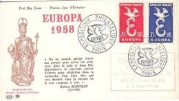 FRANCE 1958 EUROPA CEPT FDC - 1958