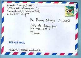 Lettre Cover Par Avion Via Air Mail Japon Nippon Pour La France - CAD Tama?? De 2000 / 1 TP Oiseau - Covers & Documents