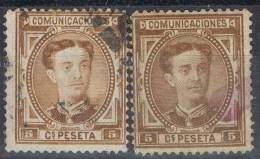 Sellos 5 Cts Alfonso XII 1876, Variedades Num 174 Y 174a  º - Used Stamps