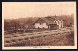 CPA ANCIENNE- FRANCE- MONESTIÉS (81)- LA GARE COTÉ INTERIEUR EN GROS PLAN- WAGON- - Monesties