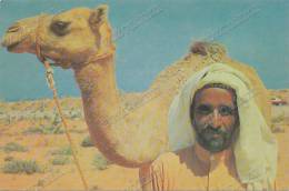 SAUDI ARABIA, Beduin With His Camel,  Vintage Old Photo Postcard - Saudi Arabia