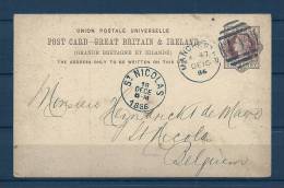 Briefkaart Van Manchester Naar St Nicolas (Belgium) 16/11/1886 (GA5804) - Cartas & Documentos