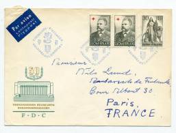 Enveloppe Datée De 1957 - Timbres CROIX ROUGE - FDC - Ambassade De Finlande à Paris - Briefe U. Dokumente