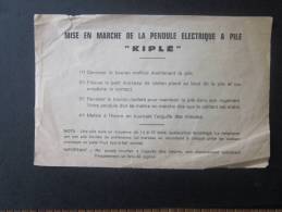 Bijoux & Horlogerie >>Publicité Réclame Bulletin Manuel De Mise En Marche Pendule électrique à Pile Kiplé" - Sonstige & Ohne Zuordnung