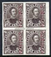 CANADA N°15c PRINCE ALBERT BRUN-NOIR EN BLOC DE 4 BDF SURCHARGE SPECIMEN - Altri & Non Classificati