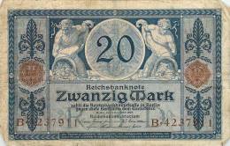 Billet Réf 308. Reichsbanknote Zwanzig Mark - 20 Mark - Zu Identifizieren