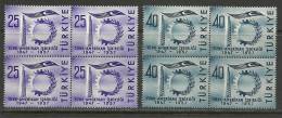 Turkey; 1957 10th Year Of Turkish-American Collaboration (Block Of 4) - Ungebraucht