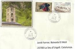 Belle Lettre De La Poste Locale De La Massana, Adressée En Catalogne (t-p Oiseau Tichodrome échelette ) Andorra. - Covers & Documents