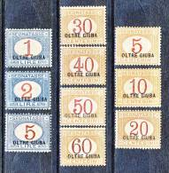 Oltre Giuba 1925 SS 10 Segnatasse D'Italia Soprastampati N. 1-10 MNH Cat. € 1900 - Oltre Giuba