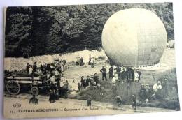 Rare CARTE POSTALE CPA SAPEURS AEROSTATIERS 11 - CAMPEMENT D'UN BALLON - Très Beau Plan Bien Animé - Globos