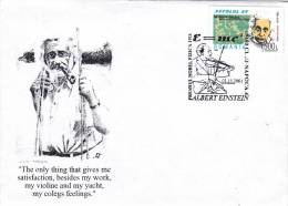 EINSTEIN NOBEL PRIZE,PHYSICS,MUSICIEN 2001 COVERS  STAMPS OBLITERATION CONCORDANTE ROMANIA. - Albert Einstein