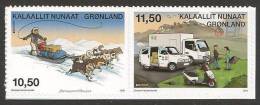 GROENLANDIA // GREENLAND - EUROPA 2013 -TEMA ANUAL " VEHICULOS POSTALES "-  SERIE De 2 V. ADHESIVOS  "procedente CARNET - 2013