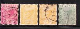 Malaya Selangor 1891-95 Tiger 4v Used - Selangor