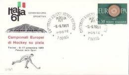 ITALY 1961  EUROPEAN CHAMPIONSHIP COVER WITH  POSTMARK - Hockey (su Erba)