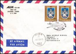 Yugoslavia 1969, Airmail Cover Zagreb - Wien, AUA First Flight - Poste Aérienne