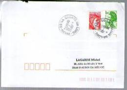 France Lettre CAD La Charité Sur Loire 10-10-2000 / Tp Sabine 2158 Roulette & Liberté 2191 Roulette - Pas De N° Au Dos - Rollen