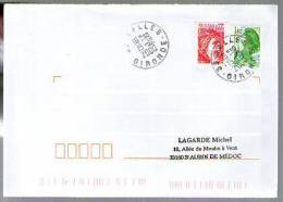 France Lettre CAD Salles 15-12-2000 / Tp Liberté Roulette 2191 & Sabine Roulette 2158 - Rollo De Sellos