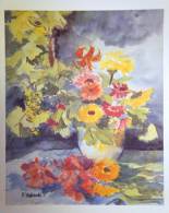 Valenti - Reproduction Offset - Aquarelle Fleurs - 40x50 - Acuarelas