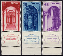 ISRAEL Poste  68 à 70 ** MNH + Full TAB Nouvel An 5714 Jérusalem Petah Tikva Safed  (CV 20 €) - Nuevos (con Tab)