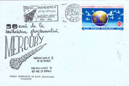 SPECIAL COVER, ESPACE, SPACE, 30 YEARS FROM FINISHING MERCURY PROGRAM, 1993, ROMANIA - Africa