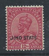 Indian States, Jind 1930 - 12a Claret, Wmk Upright SG97 MNH Cat £24 As MH SG2020 - Please See Full Description Below - Jhind