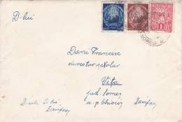 COVER NICE FRANKING  COAT OF ARMS RARE COMBINATION + REVENUE STAMPS IOVR 1952 ROMANIA. - Briefe U. Dokumente