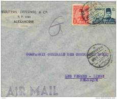 EGYPTE, 1947, OBL SUR LETTRE  PAR AVION.  (FL21) - Covers & Documents