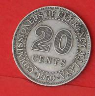 MALAYA  20  CENTS  1950   KM# 9  -    (2066) - Colonies