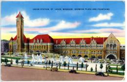 St.Louis  Missouri, Union Station, Showing Plaza And Fountains, Ca. 1950 - St Louis – Missouri