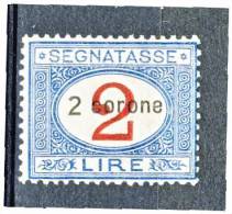 Dalmazia 1922 Segnatasse SS 2 N. 3 C. 2 Su Lire 2 Azzurro E Carminio  Ben Centrato MLH Cat. € 90 - Dalmatia