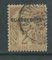 Guadeloupe N° 15 O Timbres Des Col. França. Surchargés : 2 C. Lilas-brun Sur Paille Oblitération Moyenne Sinon TB - Used Stamps