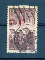 VARIÉTÉS FR 1940 / 1941 N° 489 MINEURS 1 F.ROUGE  SUR 2 F. 15   OBLITÉRÉ  DOS CHARNIÈRE YVERT TELLIER 0.50 € - Usati