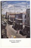 BRIDGETOWN BARBADOS Postcard~ BROAD STREET SCENE~ C1950s Postcard ~ CARS & STORES~B.W.I.  [3853] - Barbados