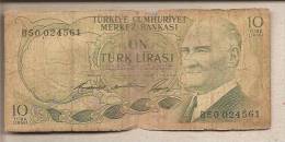 Turchia - Banconota Circolata Da 10 Lire P-180a.1 - 1966 #19 - Türkei