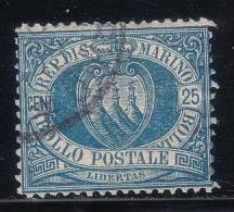 Repubblica Di San Marino - 1894 - 25 C. Azzurro (o) - Oblitérés