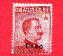 ITALIA - Possedimenti - Egeo - Caso - 1917 - Nuovo - Ordinaria - 20 C. • Effigie Di Vittorio Emanuele III Tipo Michetti - Ägäis (Caso)