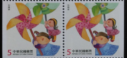 Pair Taiwan 2013 Children At Play Booklet Stamp Pinwheel Windmill Kid Boy Girl Costume - Unused Stamps