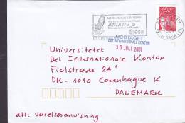 France Deluxe PARIS Ave De SAXE ARIANE 5 Slogan Flamme 2001 Cover Lettre To Denmark Marianne - 1997-2004 Marianne (14. Juli)