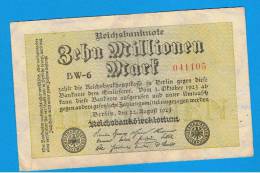 ALEMANIA - GERMANY -  10 Millones  Mark 1923 MBC+   P-106  Serie BW - Reichsschuldenverwaltung