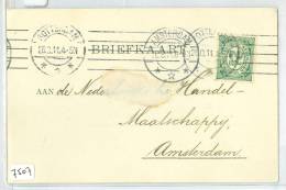 GESCHREVEN BRIEFKAART Uit 1911 * NVPH 55 Van ROTTERDAM Naar AMSTERDAM (7507) - Storia Postale