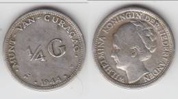 **** CURACAO - PAYS-BAS - NETHERLANDS - 1/4 GULDEN 1944 D WILHELMINA - ARGENT - SILVER **** EN ACHAT IMMEDIAT - Curacao