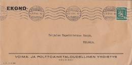 Finland EKONO Voima- Ja Polttoainetaloudellinen Yhdistys HELSINKI 1941 Cover Brief To TOIJALA - Briefe U. Dokumente