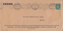 Finland EKONO Voima- Ja Polttoainetaloudellinen Yhdistys HELSINKI 1941 Cover Brief To TOIJALA - Covers & Documents