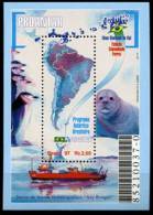 1151. BRASIL / BRAZIL (1997) - PROANTAR Programa Antártico Brasileiro  (ship, Map, Penguin, Seal, Flag) - Mint / Neuf - Hojas Bloque