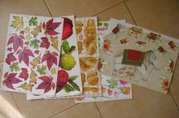 PBR/76 Lotto Fogli DECOUPAGE Fabbri Editori Cm. 47 X 33/ELEFANTI-FOGLIE-MELE-P ANE-FRANCOBOLLI-ROSE - Other & Unclassified