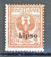 Lisso, Isole Dell'Egeo 1912 SS 60 N. 1 C. 2 Rosso Bruno MNH - Egée (Lipso)